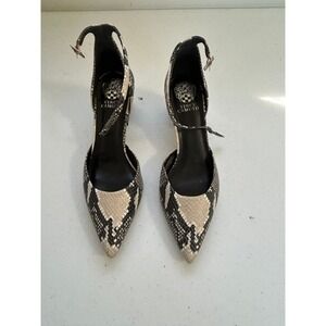 Vince Camuto Women Snake Print Pointed Toe Ankle Strap Heels Shoes 9.5M